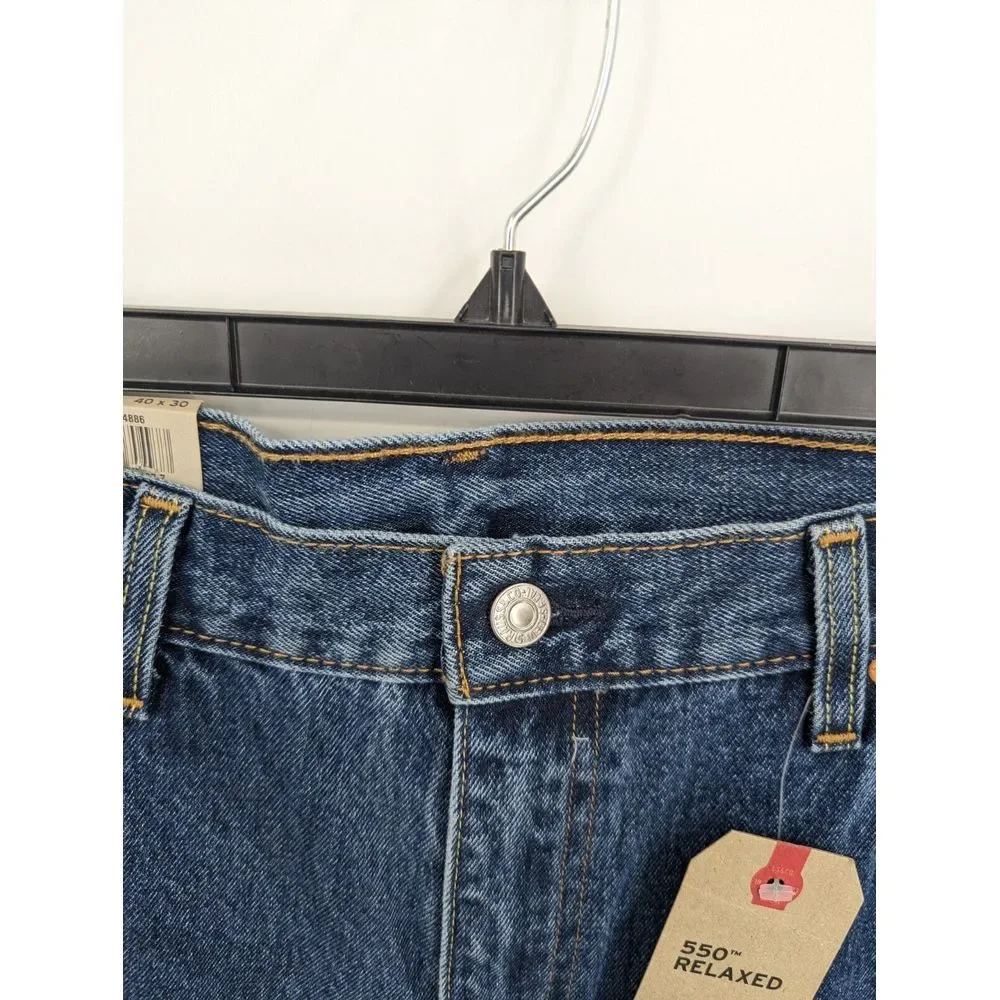 Levi's 550 Relaxed Fit Blue 100% Cotton Denim Jeans Men's 00550-4886, 40x30 NWT